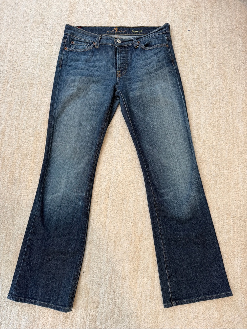 7 For All Mankind Blue Flare Wide Leg Jeans
